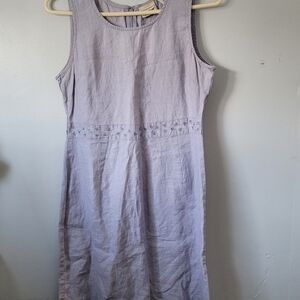 100% Linen Lavender Sleeveless Dress L.L Bean